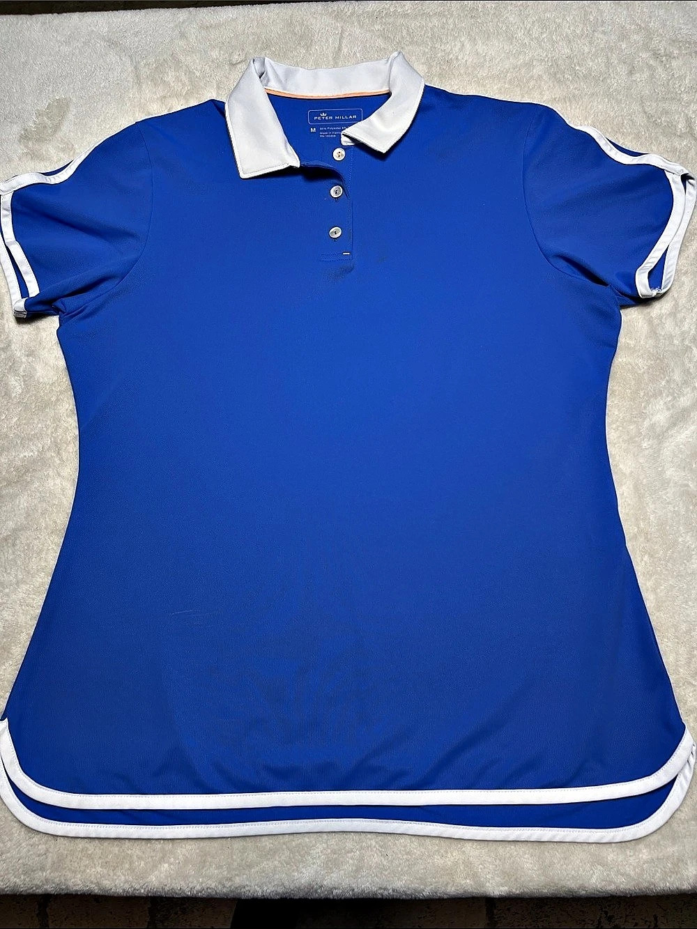 Peter Millar Womans Color Block Polo in Blue Size Medium